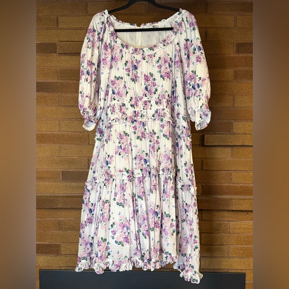 Ivy City Co Purple and White Floral Long Sleeve Dress - Picture 2 of 6